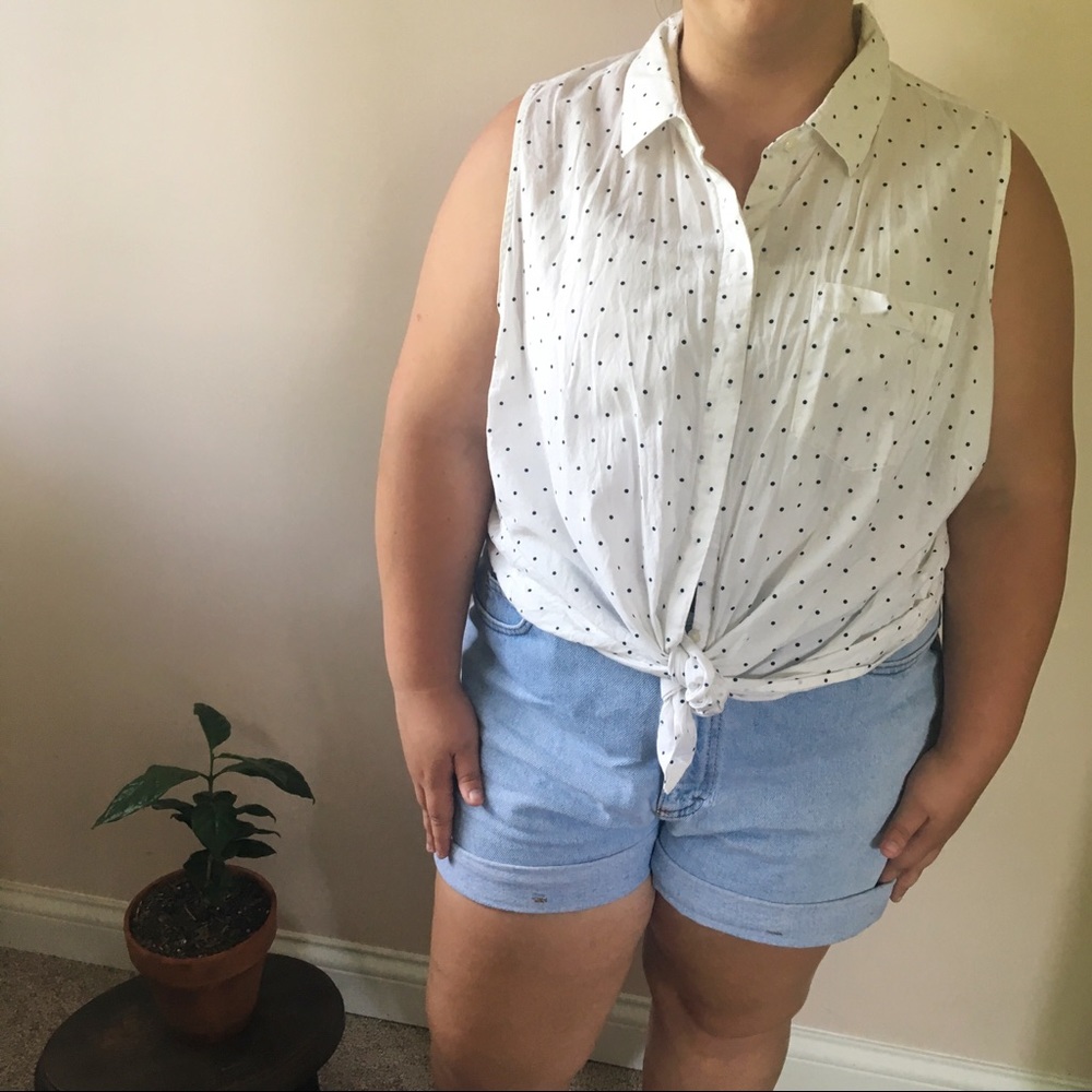 Black and white polka dot Old Nay sleeveless top